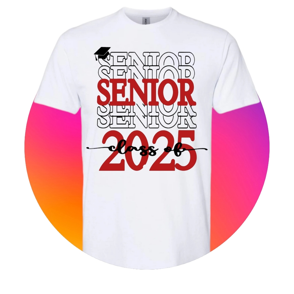 Senior Class of 2025 White With Red And Black Print Nwt